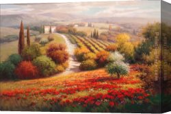 View of The Ponte Vecchio, Florence Canvas Paintings - Vineyard View I by Roberto Lombardi