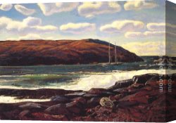 Harbour Canvas Paintings - Monhegan Harbour by Rockwell Kent