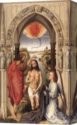 Baptist Canvas Paintings - St John the Baptist altarpiece - central panel by Rogier van der Weyden