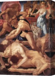 Defending Canvas Paintings - Moses Defending the Daughters of Jethro by Rosso Fiorentino
