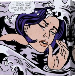Girl with Hair Ribbon Roy Lichtenstein Canvas Paintings - Drowning Girl by Roy Lichtenstein