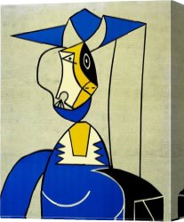 Girl with Hair Ribbon Roy Lichtenstein Canvas Paintings - Femme au Chapeau by Roy Lichtenstein