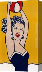 Girl with Hair Ribbon Roy Lichtenstein Canvas Paintings - Girl with Ball by Roy Lichtenstein
