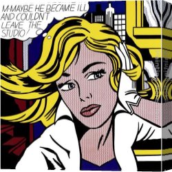 Girl with Hair Ribbon Roy Lichtenstein Canvas Paintings - M-Maybe by Roy Lichtenstein