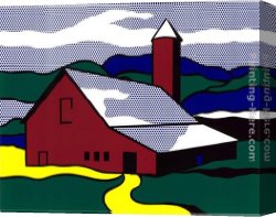 Girl with Hair Ribbon Roy Lichtenstein Canvas Paintings - Red Barn II, 1969 by Roy Lichtenstein