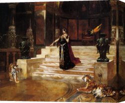 A Tiger And a Serpent Canvas Paintings - Salome and the Tigers by Rudolf Ernst