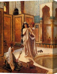 After The Bath 1888 Canvas Paintings - The Harem Bath by Rudolf Ernst