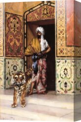 A Tiger And a Serpent Canvas Paintings - The Pasha's Favourite Tiger by Rudolf Ernst