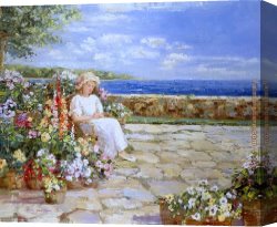Afternoon Canvas Paintings - Afternoon on the Terrace by Sally Swatland