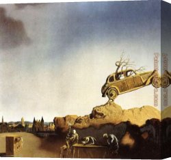 Town Canvas Paintings - Apparition of the Town of Delft by Salvador Dali