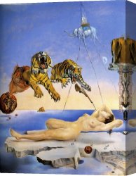 Salvador Dali Canvas Paintings - Dream Caused by the Flight of a Bee around a Pomegranate by Salvador Dali