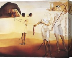 Graces Canvas Paintings - Enchanted Beach with Three Fluid Graces by Salvador Dali