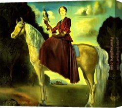 Self Portrait in Green Bugatti Canvas Paintings - Equestrian Fantasy - Portrait of Lady Dunn by Salvador Dali