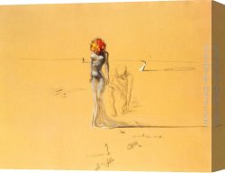 Figure Canvas Paintings - Female Figure with Head of Flowers by Salvador Dali