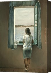 Figure Canvas Paintings - Figure at a Window I by Salvador Dali
