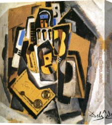 Salvador Dali Canvas Paintings - Pierrot and Guitar by Salvador Dali