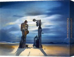 Millet Canvas Paintings - Reminescence Archeologique de I'Angelus de Millet by Salvador Dali