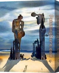 Millet Canvas Paintings - Reminescence Archeologique de I'Angelus de Millet part by Salvador Dali