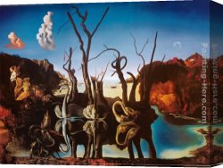Salvador Dali Canvas Paintings - Swans Reflecting Elephants by Salvador Dali