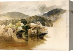 North Canvas Paintings - Beddgelert Bridge, North Wales by Samuel Palmer