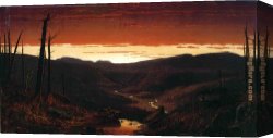 Catskill Canvas Paintings - A Twilight in the Catskills by Sanford Robinson Gifford