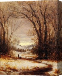 Gifford Canvas Paintings - A Winter Walk by Sanford Robinson Gifford