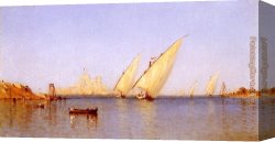Gifford Canvas Paintings - Fishing Boats Coming into Brindisi Harbor by Sanford Robinson Gifford