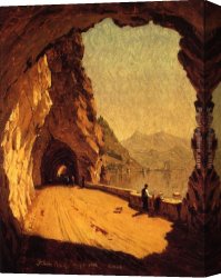 Como Canvas Paintings - Stelvio Road by Lago di Como by Sanford Robinson Gifford