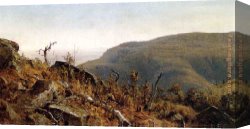 Catskill Canvas Paintings - The View from South Mountain in the Catskills, A Sketch by Sanford Robinson Gifford