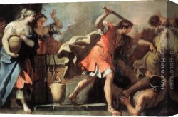 Defending Canvas Paintings - Moses Defending the Daughters of Jethro by Sebastiano Ricci
