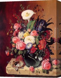Floral Canvas Paintings - Floral Still Life by Severin Roesen