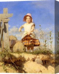 A Holiday Gathering Canvas Paintings - Gathering Flowers by Seymour Joseph Guy