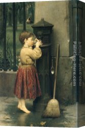 Seymour Canvas Paintings - The Crossing Sweeper by Seymour Joseph Guy