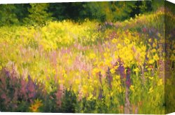 Yellowstone Canvas Paintings - Yellowstone Meadow by Shirley Novak