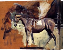 Kentucky Derby Canvas Paintings - A Study Of Mahmoud, The 1936 Derby Winner by Sir Alfred James Munnings