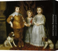 Dyck Canvas Paintings - Portrait of the Three Eldest Children of Charles I by Sir Antony van Dyck