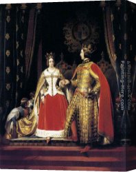 Prince Canvas Paintings - Queen Victoria and Prince Albert at the Bal Costum&eacute; of 12 May 1842 by Sir Edwin Henry Landseer
