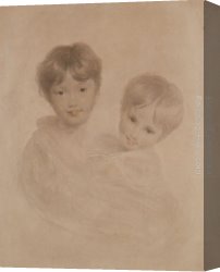 Sketch Canvas Paintings - Portrait Sketch of Two Boys - Possibly George 3rd Marquees Townshend and his Younger Brother Charles by Sir Thomas Lawrence
