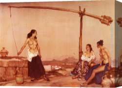 Flint Canvas Paintings - Disputation at the Well by Sir William Russell Flint