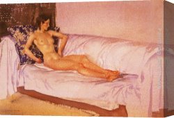 Flint Canvas Paintings - The Brocade Cushion by Sir William Russell Flint