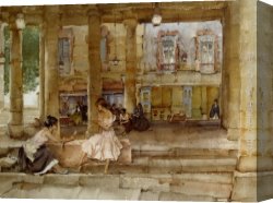 Flint Canvas Paintings - The Market Hall Cordes by Sir William Russell Flint