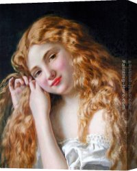 Hair Canvas Paintings - Young Girl Fixing Her Hair by Sophie Gengembre Anderson
