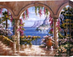 Floral Canvas Paintings - Floral Patio I by Sung Kim