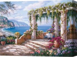 Floral Canvas Paintings - Floral Patio II by Sung Kim