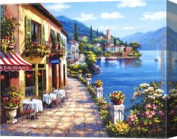Cafe Concert Singer Canvas Paintings - Overlook Cafe I by Sung Kim