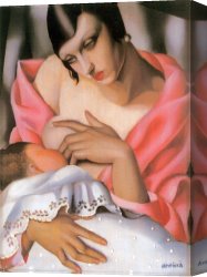 Feeding The Goldfish Canvas Paintings - Breast feeding by Tamara de Lempicka