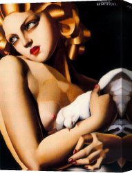 Femme Nue Couchee Canvas Paintings - Femme a la Colombe by Tamara de Lempicka