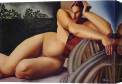 Nude Canvas Paintings - Reclining Nude by Tamara de Lempicka