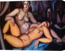Friends Canvas Paintings - Two Friends by Tamara de Lempicka