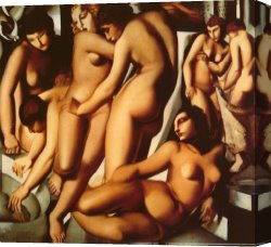 After The Bath 1888 Canvas Paintings - Women at the Bath by Tamara de Lempicka